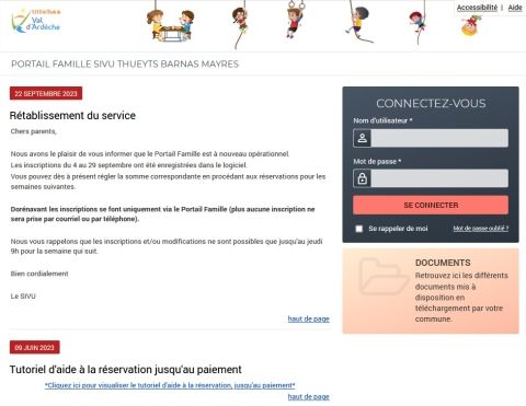 Portail famille - Inscription et paiement cantine et garderie